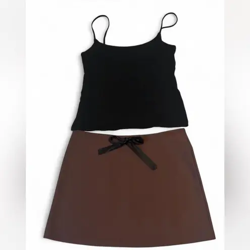 Vix Brown Mini Skirt with Black Accent Size undefined