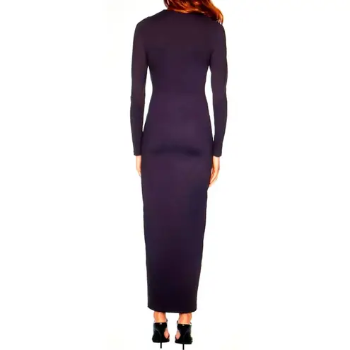 Susana Monaco Crew Long Sleeve Slit Midi Dress - Midnight - size S