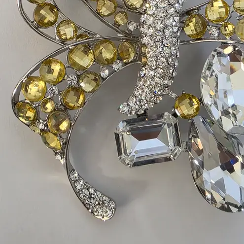 Large Vintage Bow Brooch Pin Yellow