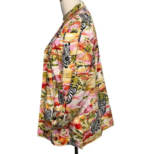 Vintage late 90s/Y2K zebra tropical safari stretch cotton blazer jacket size 12