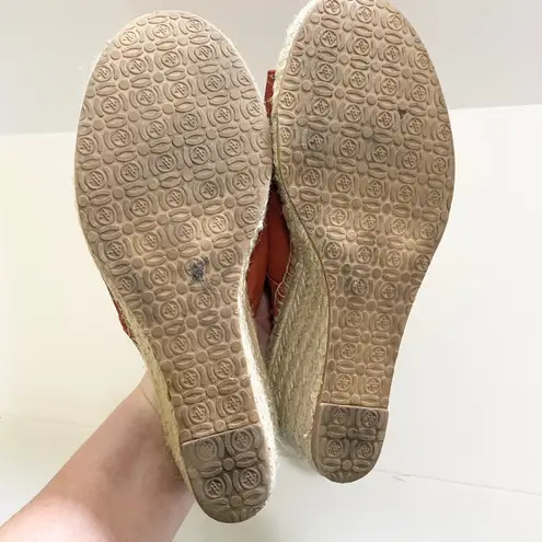 Adrienne Vittadini Espadrille Wedge Sandals Elastic Strap Orange Size 9M Summer