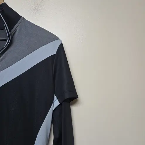 J.Lindeberg Women Lara TX Jaquard Golf Polo JL Navy Sz M Pickelball Blue Size M