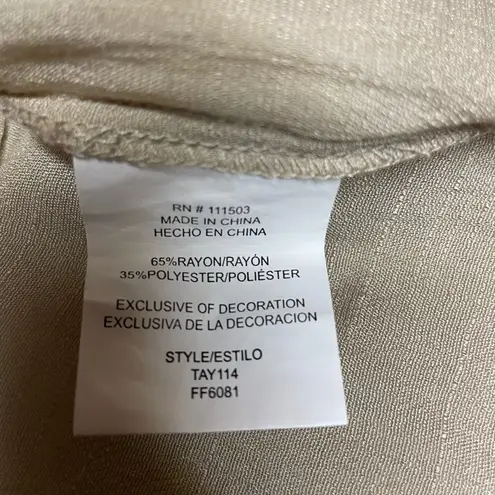 Cream Ruffled 3/4 Sleeve Bib Collar Blouse Tan