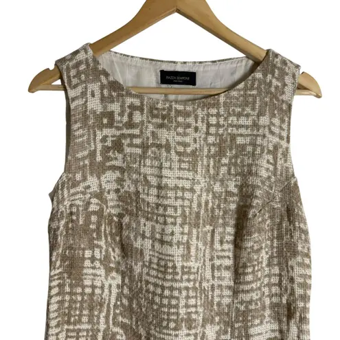 Piazza Sempione Italian Cream Brown Woven Abstract Sleeveless Sheath Dress 8