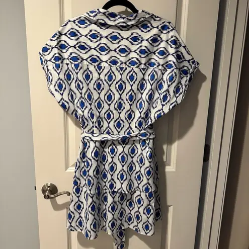 Untuckit Stretch Cotton Renata Shirt Blue & White Mini Dress | M Size 10