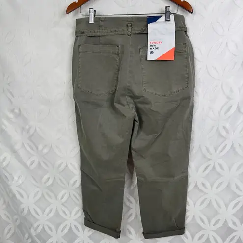 Sunday Revolve Le Soleil Pant Contrast Stripe Frayed Hem in Cactus Size 28 NWT Green