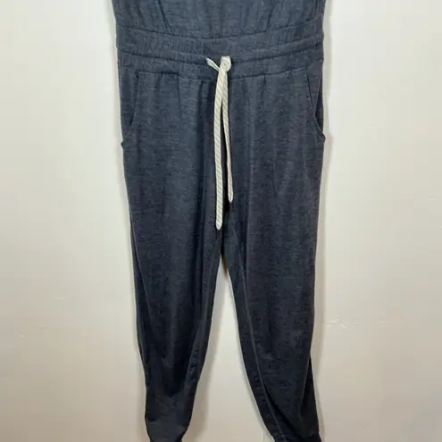 Vuori Vw424 Charcoal Grey Athleisure Knit Short Sleeve V Neck Jumpsuit XS