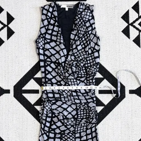 Tracy Reese Geometric Print Draped Faux Wrap Jersey Knit Dress Small