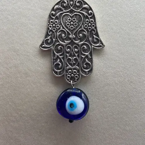 Boutique Lucky Hamsa and evil eye pendant necklace 18” boho festival.
