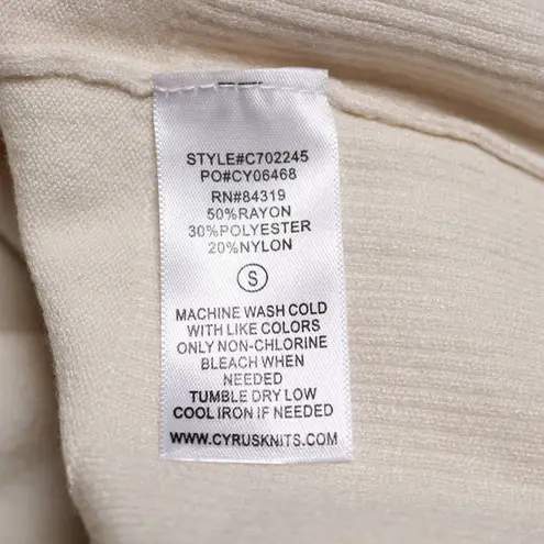 Cyrus Raya by Knits Waffle Cowl Neck Sweater in Pearl Puff Cream Ivory Size S