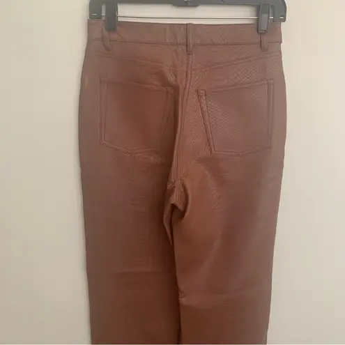 Wilfred EUC Brown Vegan Leather Snake Skin Print High Rise Straight Pants 6