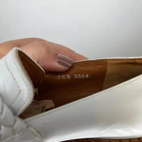 Clergerie Paris Baldie Derby Size 36.5 Platform Loafer White Leather Woven Shoes