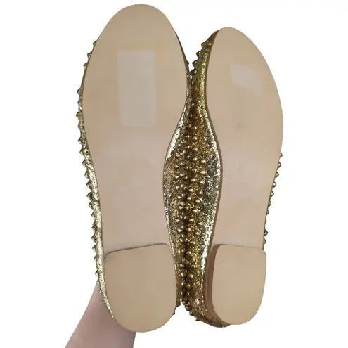 Steve Madden  Studlyy Studded Gold Glitter Flats Loafers Women's Size 10