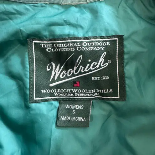 Woolrich VTG Womens Quilted Vest Teal Green Puffer Sleeveless Full Zip Size S