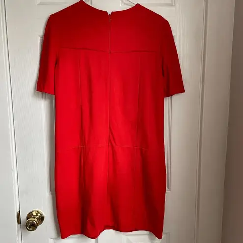 Tibi Red Orange Short Sleeve Shirt Shift Mini Dress