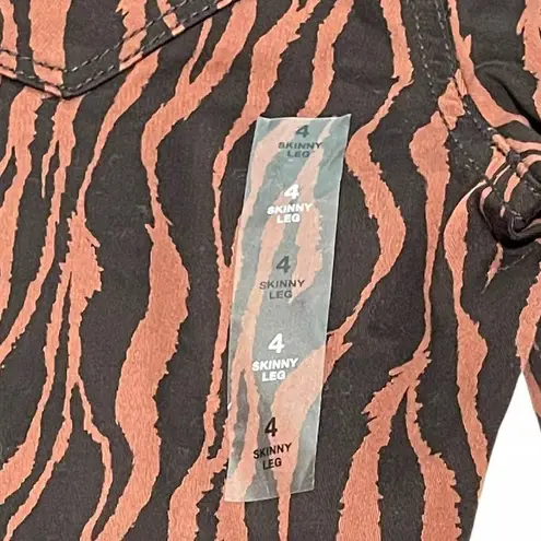 INC Tiger Print Skinny Leg Jeans Brown Size 4