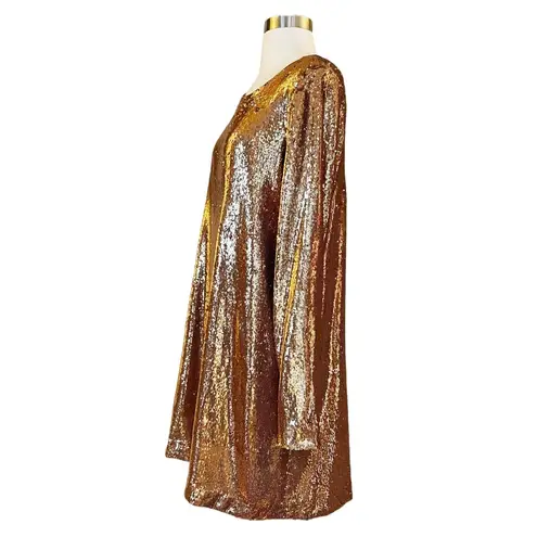 Ramy Brook Hallie Sequined Dress Copper Shift Tunic Cocktail Mini Medium NWT