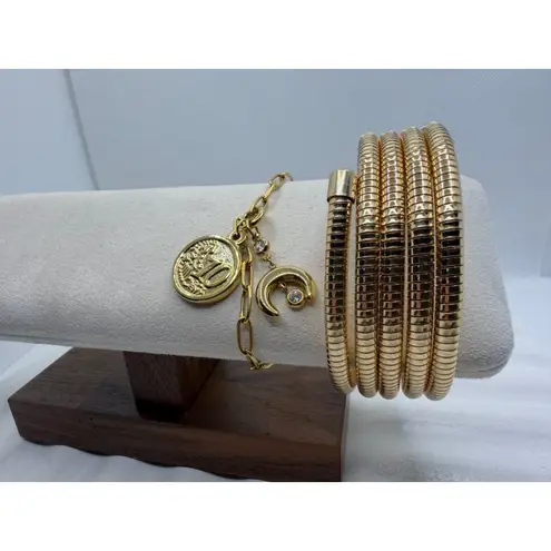Gold Bracelet Bundle | Snake Coil + Coin Charm Chain Set
