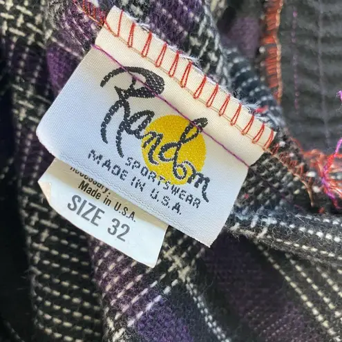 VINTAGE 90s Wool Plaid Midi Flare Skirt Black Size L