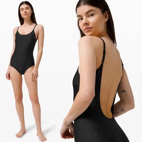 Lululemon  Waterside Black One-Piece Swimsuit B/C Cup, Medium Bum Coverage - S