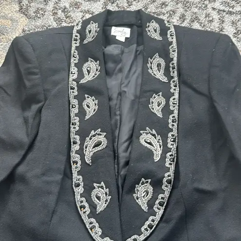 Vintage Emily… Wool Beaded Blazer & Skirt Set Black 16