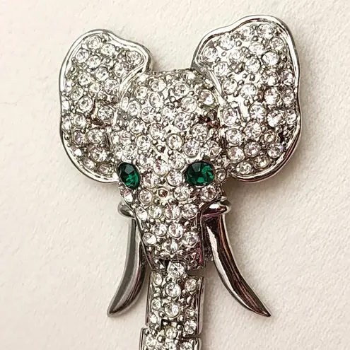 Vintage Silver Elephant Brooch Pin with Articulated Trunk