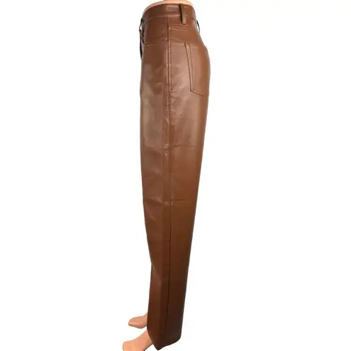 Aritzia  Wilfred Brown Faux Leather High Rise  Straight Leg Pockets Ankle Pants 6