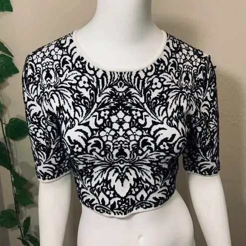 BCBG Maxazria Floral Sweater Crop Top