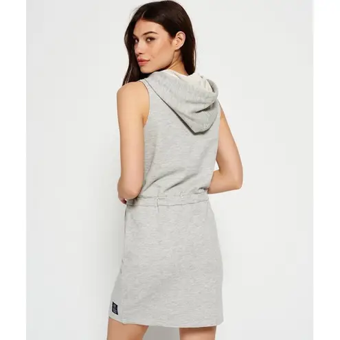 Superdry Athletic League Sleeveless Hoodie Dress Drawstring Heather Gray