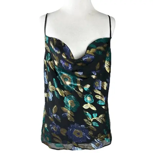 Revolve  Lovers and Friends Sleeveless Blouse Cami Metallic Floral Multi Small