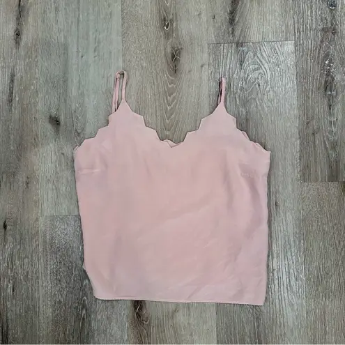 Maje Light Pink Scalloped 100% Silk Tank Top Size 1 US Small