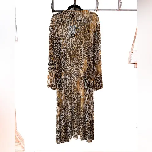 KIMONO LEOPARD PRINT, SHEER. Wrap, cardigan, cover up, over layer Yellow Size 1X
