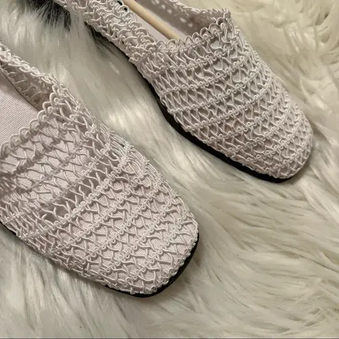 kim rogers Square Toe Slip On Shoes White Straw