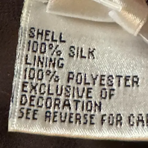 Talbots  Petites Pure Silk Skirt Sz 10 Dark Evening Brown Crinkle Sequin Whimsy