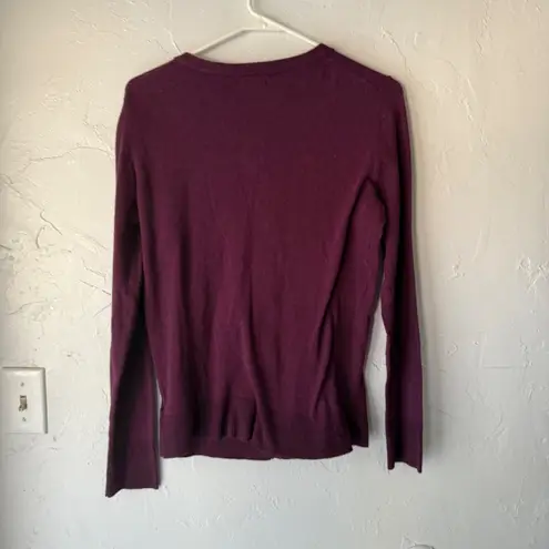 Merona  Y2k Burgundy Long Sleeve Button Front Crew Neck Cardigan Sweater M Preppy