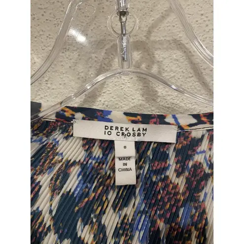 Derek Lam  10 Crosby Helena Blouse Womens 8 Multicolor Long Sleeve Pleated