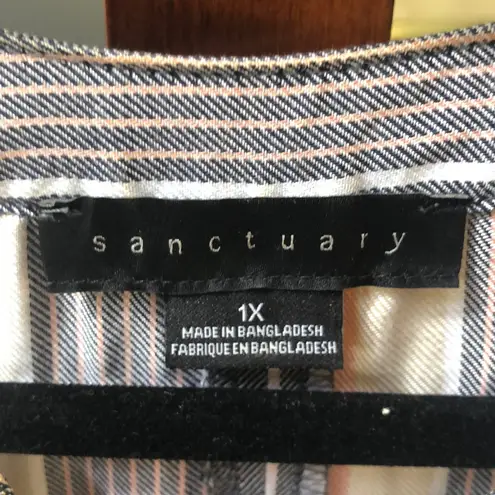 Sanctuary  Sleeveless Button-Down Striped Blouse 1X