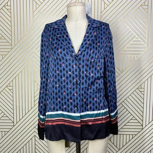 Maje Cristen Blouse Top Blue Printed Geometric