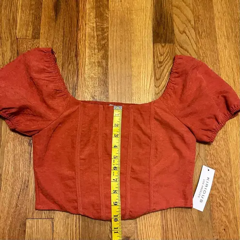 Kirious Women’s Small New Paneled Smocked Short Puff Sleeve Crop Trop Corset