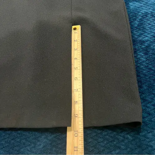 Eliza J Black Crepe V-Neck Midi Dress Spaghetti Straps Front Slit Empire Waist 4