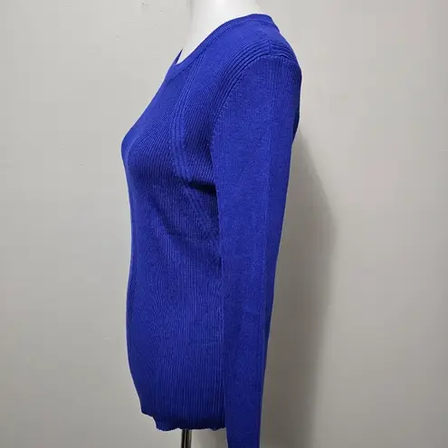 Nine West  Blue Ribbed Crewneck Sweater Size XXL