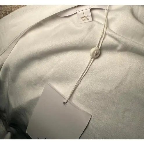 New Lulus Long Sleeve White Wrap Maxi Dress with Button Sleeve Details, Large