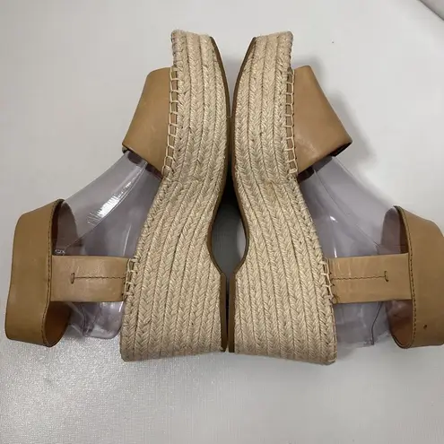 Frye & Co. Sandals Amber Caramel Espadrille Wedge Ankle Strap Leather Boho 9.5 Brown