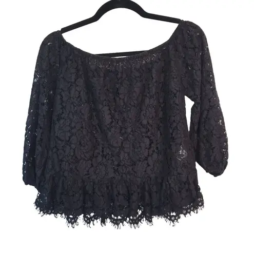 BCBGMAXAZRIA  Black Lace Blouse Womens Size XXS