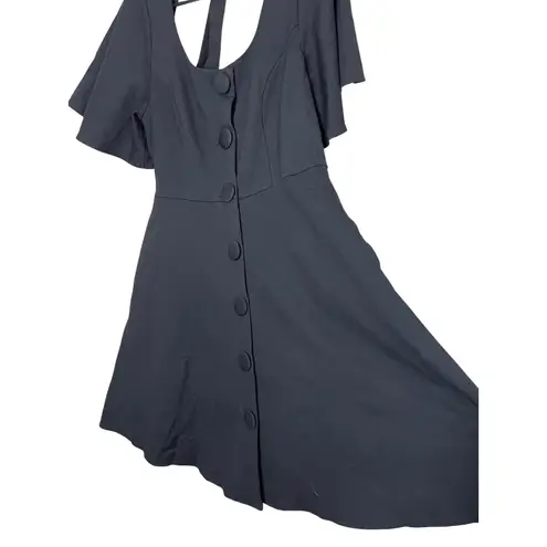 Voodoo Vixen Black Flutter Sleeve Button Front Tie Back Cutout Dress Size L Size L