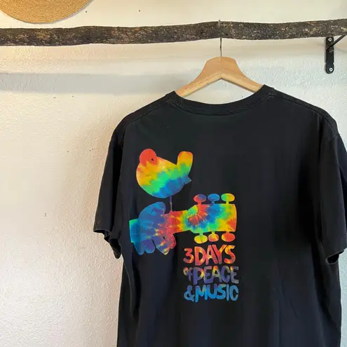 Woodstock 2009 Black Cotton Peace Tie Dye Graphic Tee Size Large Unisex