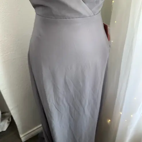 Birdy Grey Moni Dress Chiffon Silver Bridesmaid Dress Formal Long Gown size S