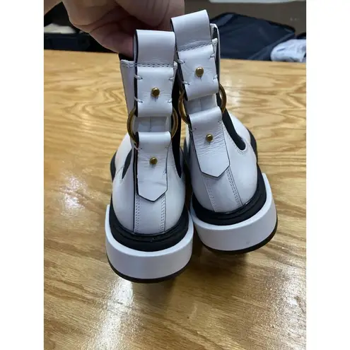 Frame Luxe Moda Chelsea Ankle Boots Women's 6.5 White Mid-Calf Round Toe S44