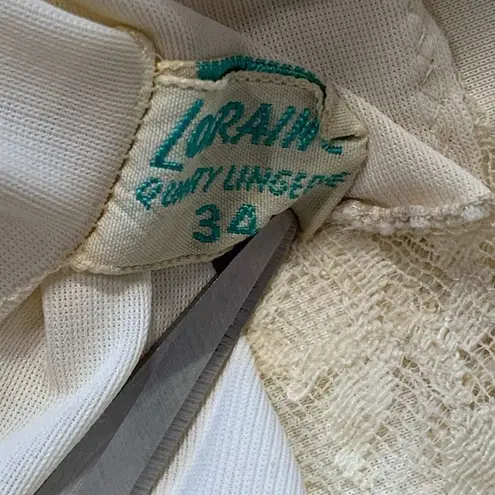 Vintage Loraine Full Slip Dress Satin Cream Lace Trimmed Chemise Lingerie