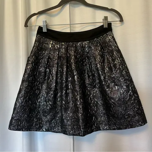 Guess by Marciano Guess Marciano Skirt Y2K Floral Black Metallic Foil Silver Party Size 0 Pockets